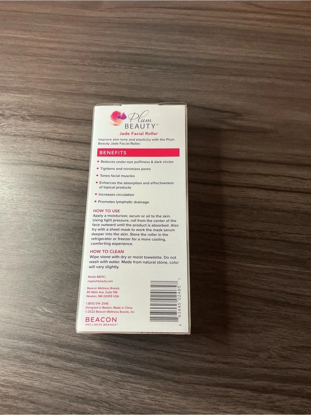Plum Beauty Jade Facial Roller Dual Ended Skin Massager NWT